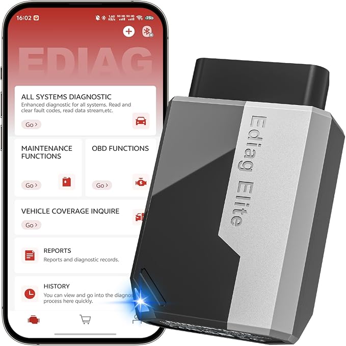 Ediag Elite KINGBOLEN Bluetooth OBD2 Scanner, Lifetime NO Cost Update Bidirectional Scan Tool for iOS & Android, Wireless Full System Car Diagnostic Scanner, 15+ Reset Service, CANFD, FCA AutoAuth