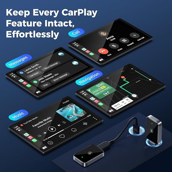 Wireless Carplay Adapter for Honda Odyssey 2018-2023 2024 2025, Plug and Play Car Play Wireless Adapter, 2 in 1 CarPlay Accessories, Auto Reconnect,Normal-C-USB+Type-c Extension Cable