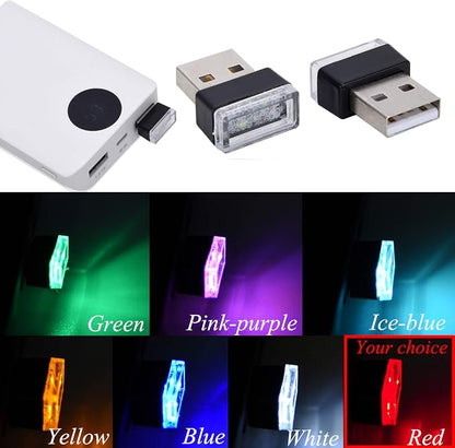 Febrytold 2 Pcs Red Universal Mini USB LED Car Interior Ambient Atmosphere Lights for Car Interior Trunk Ambient Atmosphere