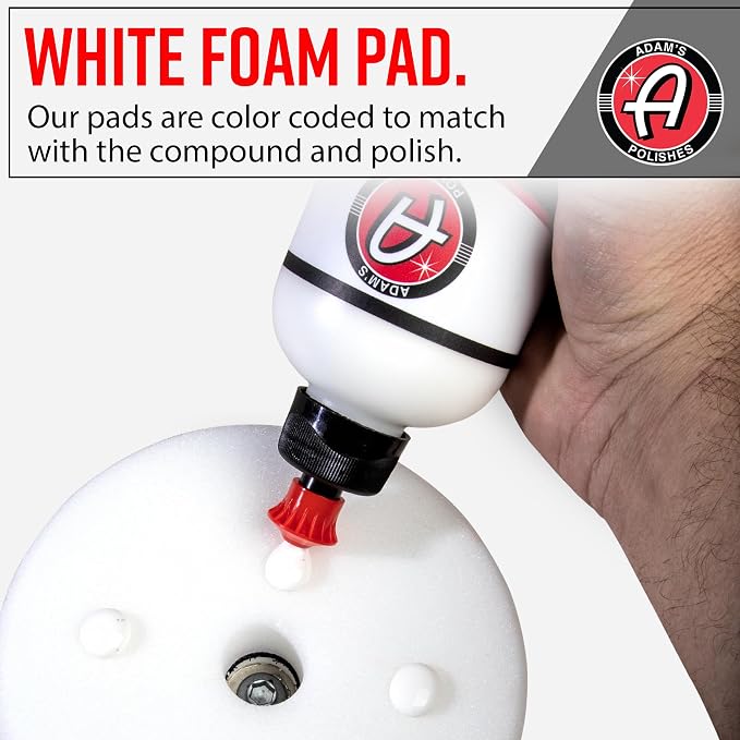 Adam's Polishes Premium Polisher Pads - Expertly Designed Soft Foam Finishes & Glosses Better Than Ever - Color Coded to Match with Recommended Polishes or Compounds (5.5, White Polish Pad)