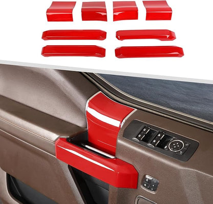 Jimen Compatible with Ford F150 4 Door 2015-2020, 8PCS Inner Door Handle Cover Trim Kits (Red)
