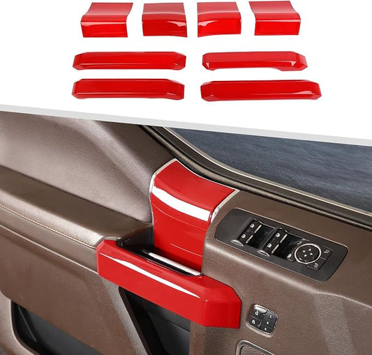 Jimen Compatible with Ford F150 4 Door 2015-2020, 8PCS Inner Door Handle Cover Trim Kits (Red)