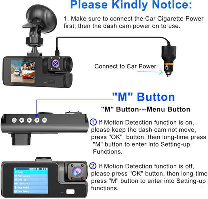 1080P Dual Dash Camera for Car Front and Inside Dashcam Car Security Video Recorder,170°Wide Angle Vehicle Cam,WDR,G-Sensor,2’’ IPS Screen,Loop Recording,Night Vision (Dual Dash Cam with 32G Card)