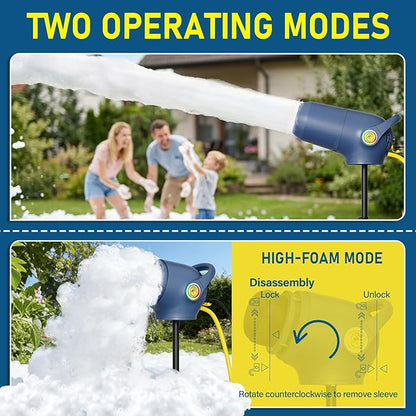 Party Foam Cannon, 3 Modes Foam Machine for Party, Adjustable Wind Speed Detachable Front Barrel, Foam Making Machine for Garden Backyard Pool Indoor (Foam Machine - Enhanced Version)