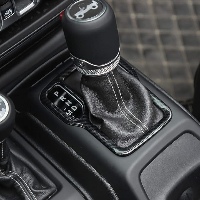 Voodonal for JL 4WD Shift Knob Gear Shift Bezel Front Cup Holder Center Armrest Switch Lock Hole Cover Trim Kits Fit for 2018-2026+Jeep Wrangler JL JLU Gladiator JT Interior Accessories Carbon Fiber