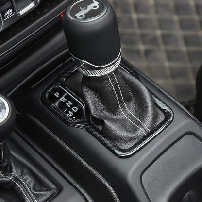 Voodonal for JL 4WD Shift Knob Gear Shift Bezel Front Cup Holder Center Armrest Switch Lock Hole Cover Trim Kits Fit for 2018-2026+Jeep Wrangler JL JLU Gladiator JT Interior Accessories Carbon Fiber