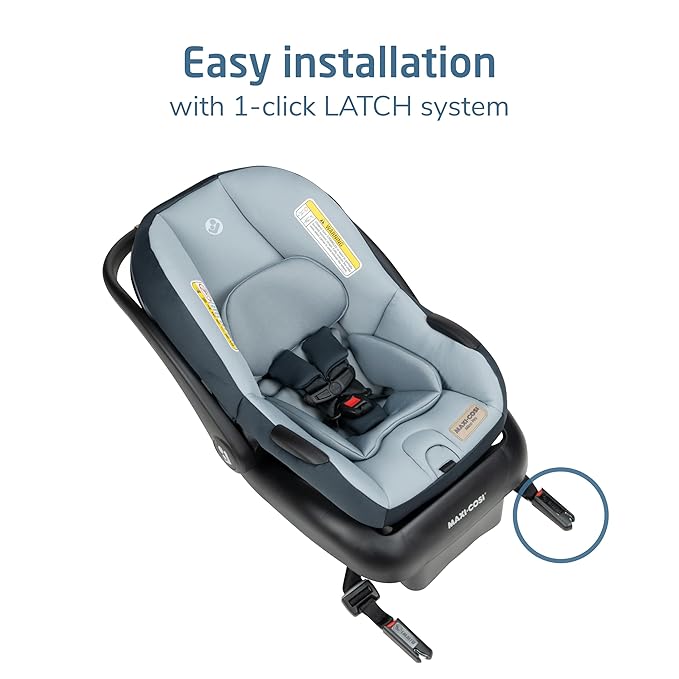 Maxi-Cosi Mico Pro Baby Infant Car Seat with Base, Ventilated Chair, Soft Headrest Pad, Easy-Install Latch, Adjustable Belt Guide, 3-Position Base, Stroller-Ready, 4-30 lbs, up to 32 in, Seascape