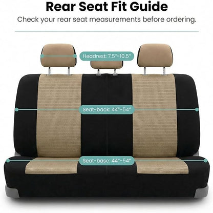FH Group Automotive Seat Cover Trendy Elegance for Back Seat Begie Car Interior Accessories for SUV, Sedan & Van Universal Fit Combo Rear Seat Cover Split Bench Car Seat Protector for Dogs and Kids
