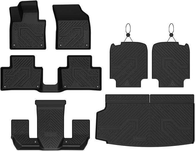 LASFIT Floor Mats & Cargo Liner for 2016-2026 Volvo XC90 Non-PHEV 6 Seats Only, Custom Fit All Weather TPE Floor Liners, Refined Interior Protection, 1st 2nd 3rd Row Mats, Trunk Mat & Backrest Mats
