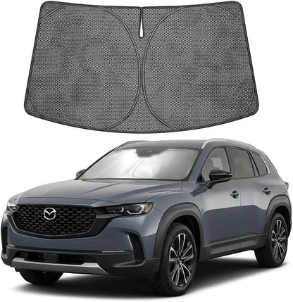 Proadsy Windshield Sun Shade Custom Fit Mazda CX-50 2023-2026 Ice Crystal Black Front Window Sunshade UV and Heat Blocker Foldable Visor Keeps Car Cooler for Summer Parking and Daily Use