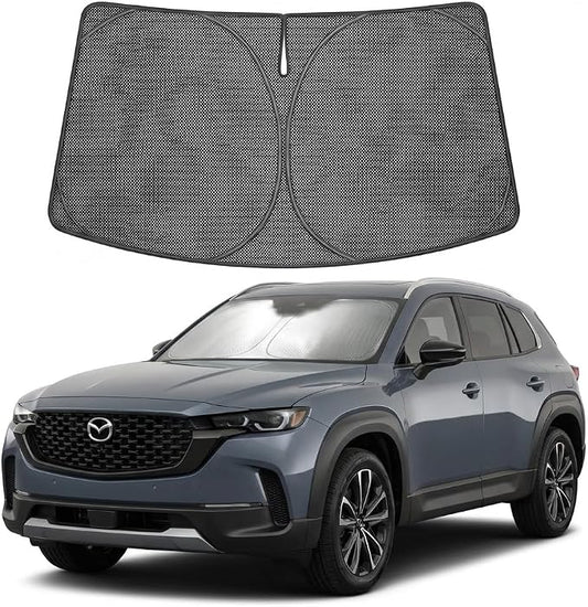 Proadsy Windshield Sun Shade Custom Fit Mazda CX-50 2023-2026 Ice Crystal Black Front Window Sunshade UV and Heat Blocker Foldable Visor Keeps Car Cooler for Summer Parking and Daily Use