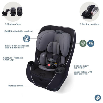 Maxi-Cosi Pria Max+ All-in-One Baby Convertible Car Seat, Rear Facing, Forward Facing Car Seat, Toddler Booster, Easy Latch Install, Magnetic Buckle, Adjustable Harness, Cup Holders, Sea Shadow