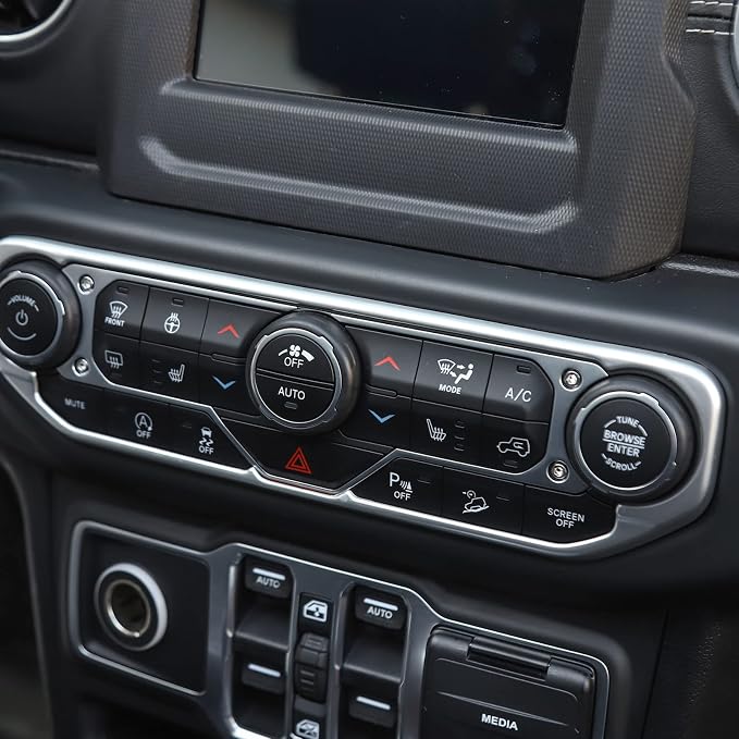 RT-TCZ Air Conditioning Dashboard Center Console Control Trim Panel Cover Interior Accessories Decoration Trim Kit for 2018-2022 Jeep Wrangler JL JLU & Jeep Gladiator JT (Silver)