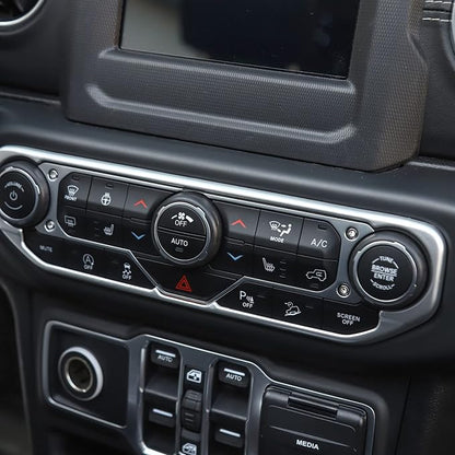 RT-TCZ Air Conditioning Dashboard Center Console Control Trim Panel Cover Interior Accessories Decoration Trim Kit for 2018-2022 Jeep Wrangler JL JLU & Jeep Gladiator JT (Silver)