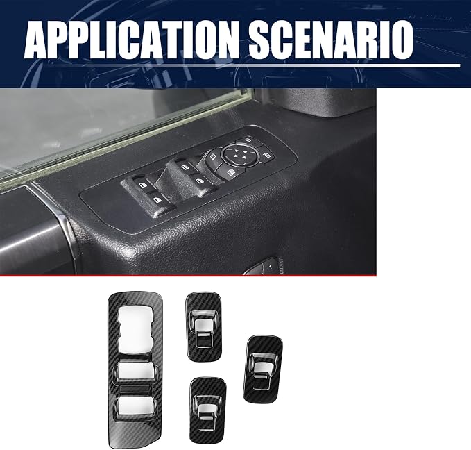 Carbon Fiber Window Lift Trim Switch Panel Cover Decorations for Ford F150 2015 2016 2017 2018 2019 2020 Accessories