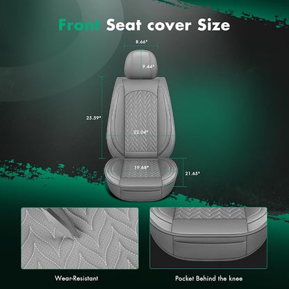 SCITOO 2PCS Car Seat Covers, Waterproof Front Seat Covers Automotive Seat Covers Vehicle Seat Covers Car Seat Protector Seat Cover Set for Cars SUV Pick-up Truck Sedan (2PCS Front, Gray)