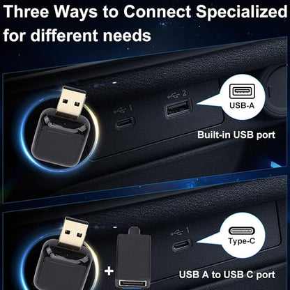 Convert Wired to Wireless Adapter with Retains All Functions, Plug and Play for and Android Auto, Black