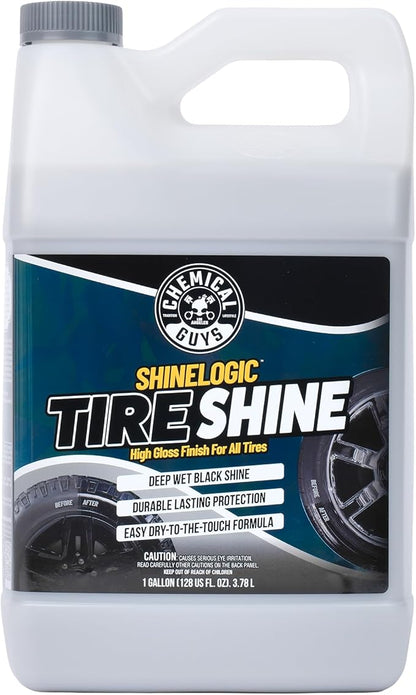 Chemical Guys Shine Logic Tire Shine (128 oz) Premium High-Gloss Tire Dressing for Deep Black Shine, Restores Faded Rubber, Enhances Appearance, Protects Against Fading and Cracking