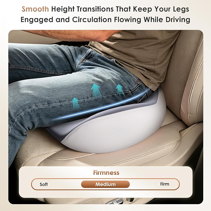 FLORICH Upgrade Large Car Seat Cushion for Long Sitting, Ergonomic Memory Foam Driving Seat Cushion for Back & Sciatica Pain Relief, Non-Slip Washable Seat Cushion for Car, Driver, Office-Gray
