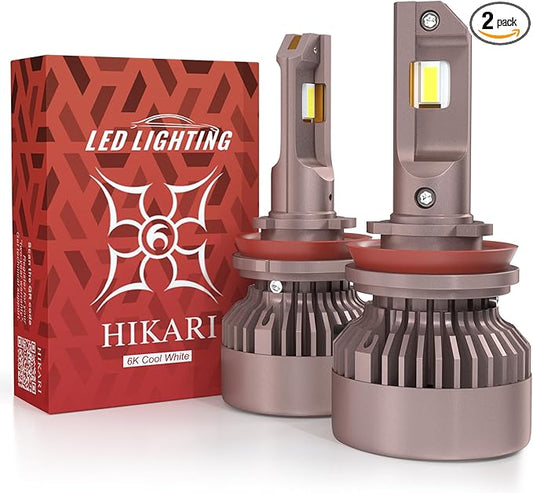 HIKARI WINGS H11 Fog Light, 80000LM Pure White 6000K LED Bulbs, Plug & Play IP68 Waterproof Pack of 2