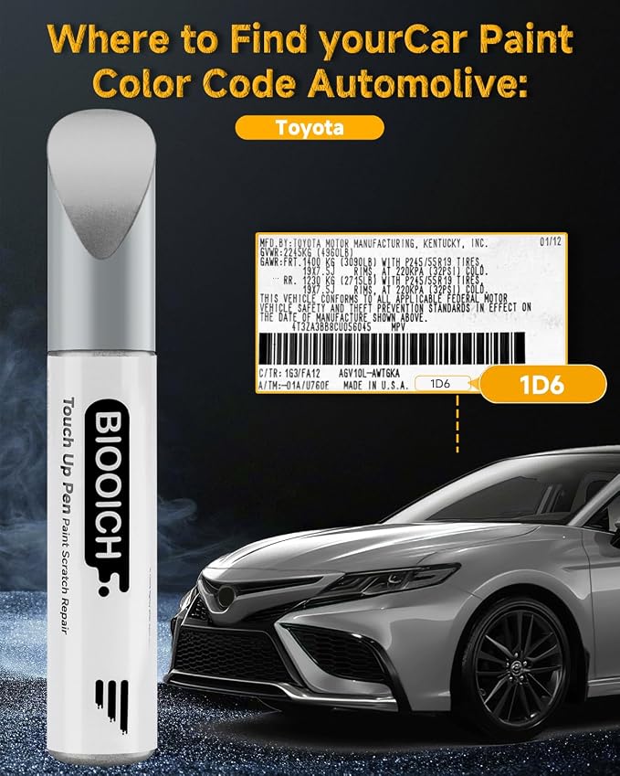 Touch Up Paint Pen Exact Color Match Car Chip and Scratch Repair (for Toyota, Silver Sky Metallic(1D6))