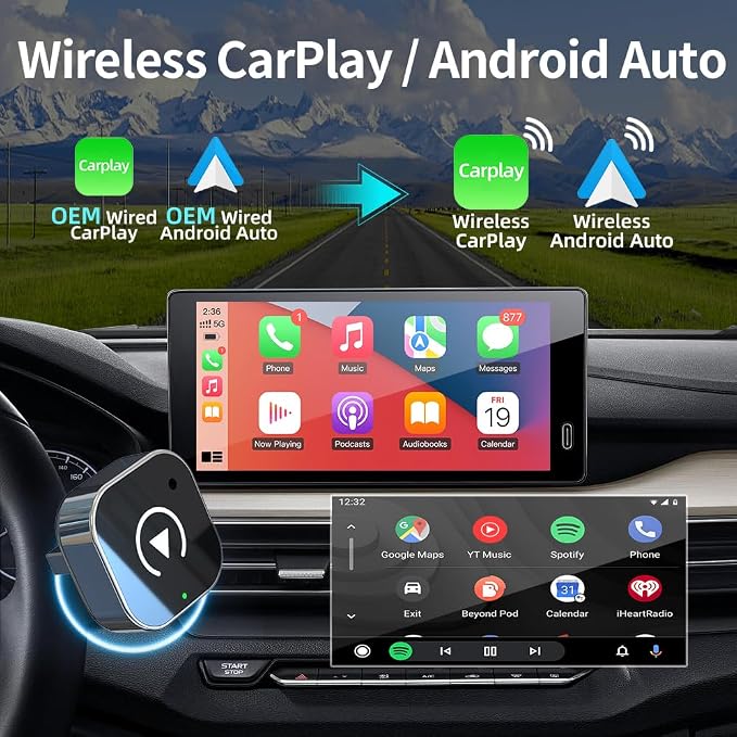 Wireless CarPlay Adapter, Wired to Wireless for CarPlay, Mini USB Design Car Play Adapter, Plug and Play, Stable Connection (Black)