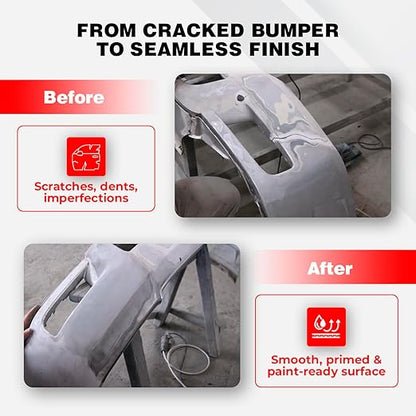 Roberlo Multiplast Lightweight Body Filler + Hardener | Professional Auto Body Repair Kit for Plastic & Metal | Fast Drying, Easy Sanding, Smooth Finish