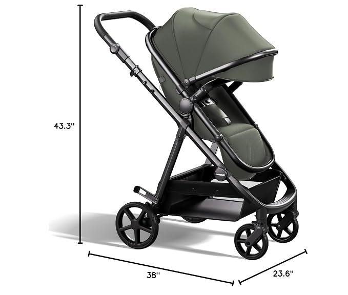 Mompush Baby Stroller, Convertible 2-in-1, Infant Car Seat Compatible, Includes Adapter - Sturdy Full-Size Infant Stroller for Family Adventures