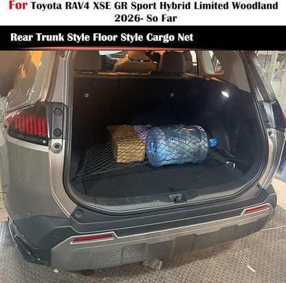 Rear Trunk Organizer Cargo Net Suitable for 2026 Toyota RAV4 Hybrid LE Limited SE Woodland Edition XLE Premium XSE Plug-ln GRSport Rear Trunk Mesh Cargo Storage Net Bag