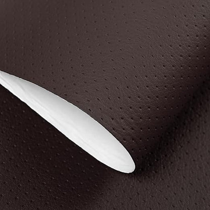 JuCheng Breathable Perforated Self-Adhesive Leather Repair Patch for Furniture, Couches, Car Seats, Office Chairs Faux Leather & Vinyl Repair Kit (Dark Brown, 8x79inch)