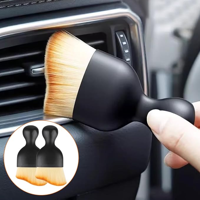 Car Interior Cleaning Brush, 4 Car Brush Interior Dust Brush, Car Interior Detailing Brush, Soft Bristle Automotive Interior Dusting Brush Tools for Crevice Dashboard Leather Air Conditioner Vent