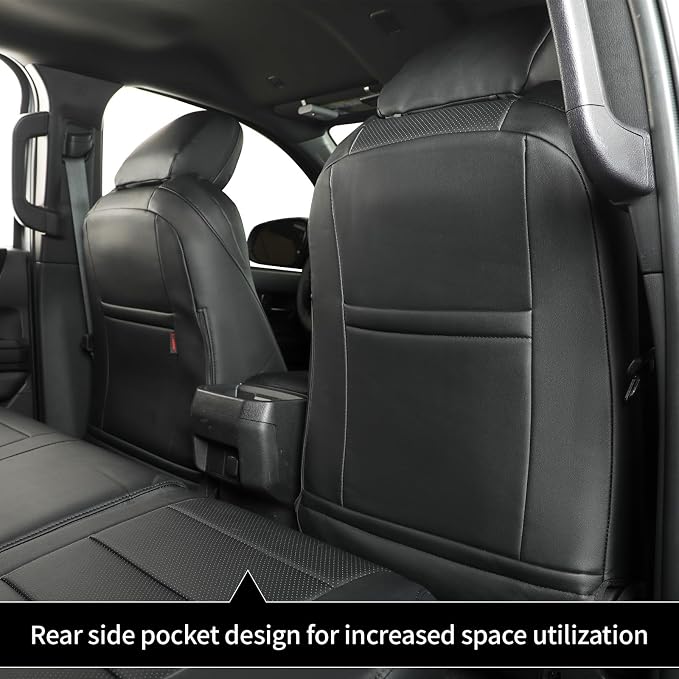 coverdream 2024 2025 2026 Tacoma Seat Covers Full Set for Toyota Tacoma 4th Gen Double/Crew Cab SR,SR5,TRD Sport,TRD Off-Road,Limited,Fully Covered,Luxury Waterproof Leather Car Seat Protector(Black)