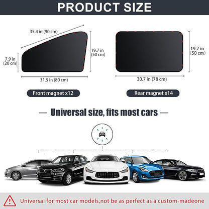 ZATOOTO Car Window Shades - 4 Pack Car Window Covers Premium UV Blocking, Side Window Curtains Full Blackout for Privacy, Breastfeeding, Napping, Camping, and Travel, Universal Fit for Most Vehicles