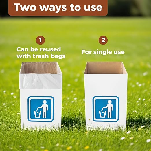 13 Gallon Cardboard Trash cans for Events (Pack of 10)， with 20 Liners Included，Be applicableOutdoor Events pop up Trash cans for Parties，Reusable Portable Garbage Can，in-Home Recycling Bins