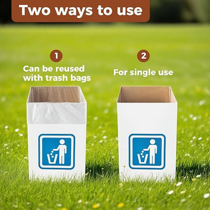 13 Gallon Cardboard Trash cans for Events (Pack of 10)， with 20 Liners Included，Be applicableOutdoor Events pop up Trash cans for Parties，Reusable Portable Garbage Can，in-Home Recycling Bins