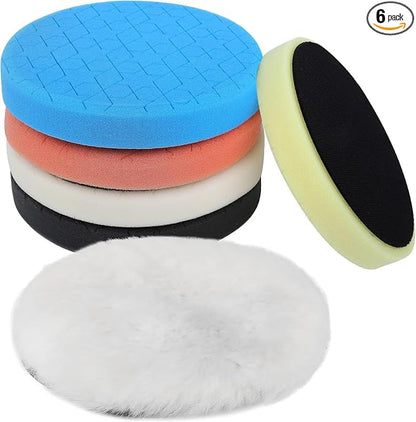 IPELY 6 Pcs 7 Inch Buffing Pads, Polishing Pads 7 Inch 180 mm Face for 6.7 Inch 170mm Base Plate Compounds, Buffer Pads for Polishing and Waxing