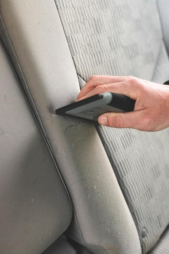Detail Factory - Pet Hair Card - Perfect for Easily Removing Pet Hair from Automotive Carpet and Upholstery; Ergonomic Design; Durable Long Lasting Rubber Edge; Professional Grade (Grey & Black)