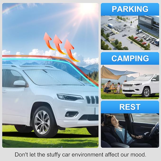 Custom Fit Windshield Sun Shade for Jeep Cherokee 2014-2024