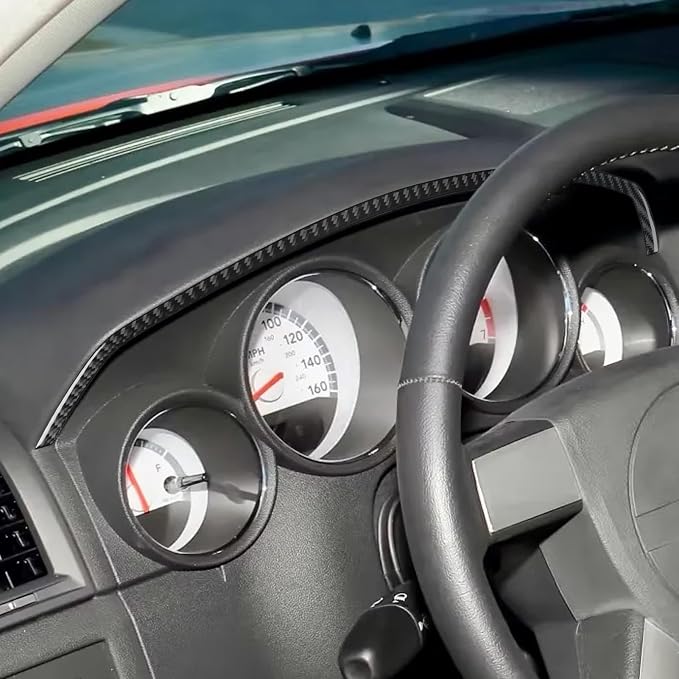 Compatible with Dodge Charger 2008 2009 2010 Real Premium Soft Carbon Fiber Decor Car Speedometer Trim Strip Sticker Interior Accessories Decal Cover Black