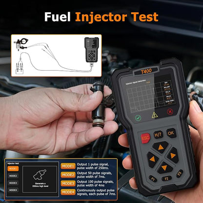 TopDiag T400 4-in-1 OBD2 Scanner Diagnostic Tool, Car Diagnostic Tool, 12V Battery Tester Check Engine Code Reader, Relay Tester, Fuel Injector Tester for Any Vehicle with an OBDII Port