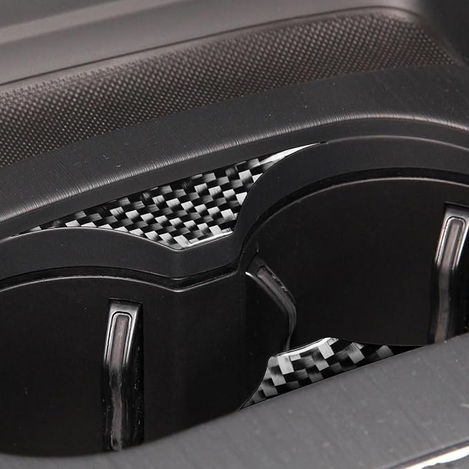 Real Premium Carbon Fiber Decor Compatible with Audi A3 S3 RS3 8V 2013 2014 2015 2016 2017 2018 2019 Car Center Console Water Cup Holder Sticker Auto Interior Accessories Decal Black