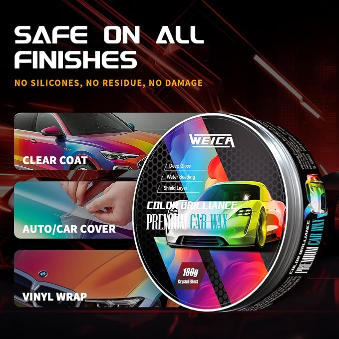 Premium Carnauba Wax 30% Conc. - Ultimate Paint Protection for Luxury Cars | 3-Month UV & Acid Rain Shield | Hydrophobic Ceramic Coating Enhancer