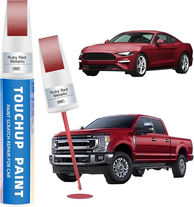 Ruby Red Metallic Tinted Clearcoat(RR) Touch Up Paint Compatible with Ford 2-in-1 Car Scratch Repair Pen for Rock Chips, Door Scratches&Paint Nicks Exact Color Match Quick Dry DIY Fix for F-150