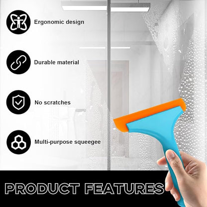 Ohleats Small Silicone Window Squeegee, Auto Windshield Water Blade Scraper, All-Purpose Water Squeegee Wiper for Mirror Home Cleaning, Car Accessories (Sky Blue)