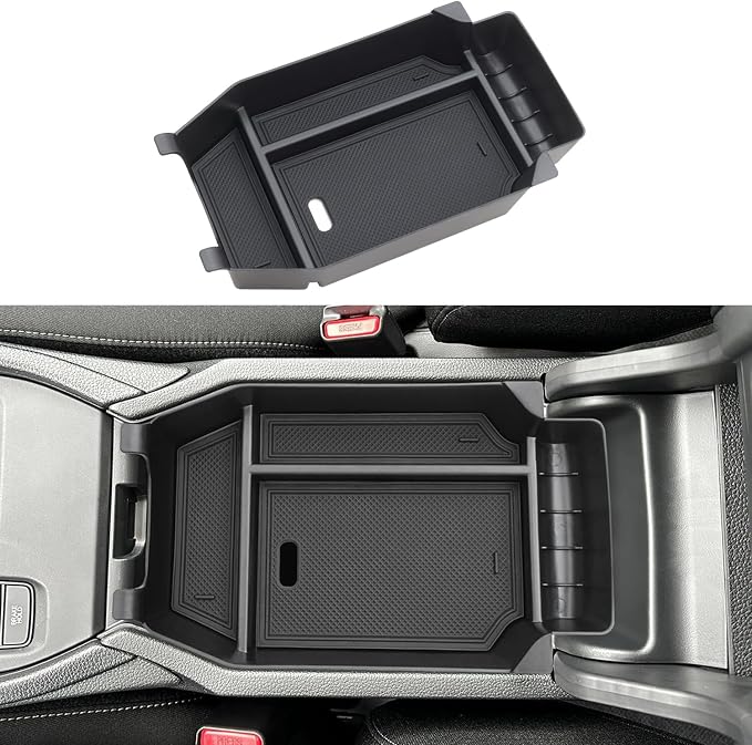 PIMCAR Center Console Organizer for 2023-2025 2026 Honda Accord 11th Gen Durable ABS Plastic Armrest Storage Tray-Black Liner Trim Accessories