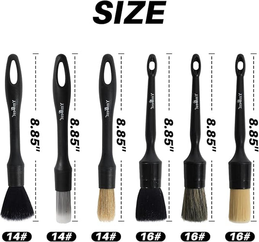 6 Pcs Interior Detailing Brush with Storage Bag - Car Detailing Brush Kit【Not Easy to Shed Bristles】- Automotive Interior Cleaning Brush for Air Vent, Leather Seat, Wheels, Emblems