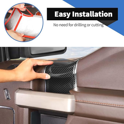 Voodonala for F150 2015-2020 Interior Door Handle Cover with Door Panel Cover Compatible with Ford F-150 2015-2020, F150 Interior Accessories 8Pcs(ABS,Carbon Fiber Black)