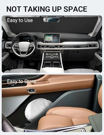 Proadsy Windshield Sun Shade for Lincoln Aviator 2020-2025 2026 4-Layer Foldable Front Sunshade Protector Sun Visor Blocks UV Rays Keep Car Cooler