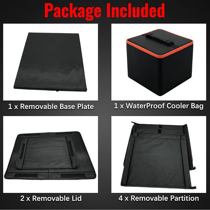 Car Trunk Organizer with Cooler Bag, 90L Portable Trunk Cargo Organizer for SUV Truck Sedan, 3 Compartments Collapsible Car Storage Box with Lid, 4 Removable Dividers