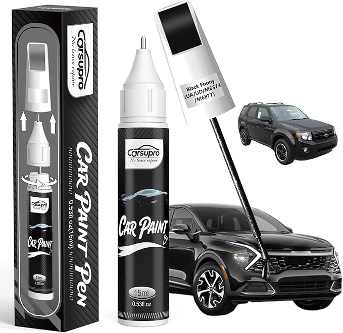 Black Ebony(UA/UD/M6373/M6877) for Ford Touch Up Paint Pen, 2 in 1 Car Scratch Remover with Pen Tip and Brush, Precise Color Match for Car Paint Scratch Repair, Quickly and Easily Fix Chips and Nicks